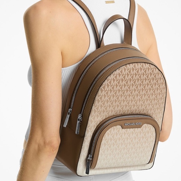 Michael Kors Jaycee Medium Ombré Signature Logo Backpack Husk - Picture 1 of 9